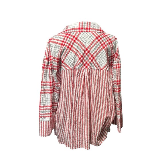 Habitat Red Plaid Textured Button Down Shirt Top Womens Large Outdoors Retro - Picture 4 of 8